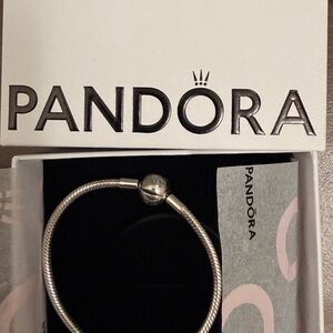 Authentic Pandora Silver Snake Chain Bracelet with Logo Clasp
